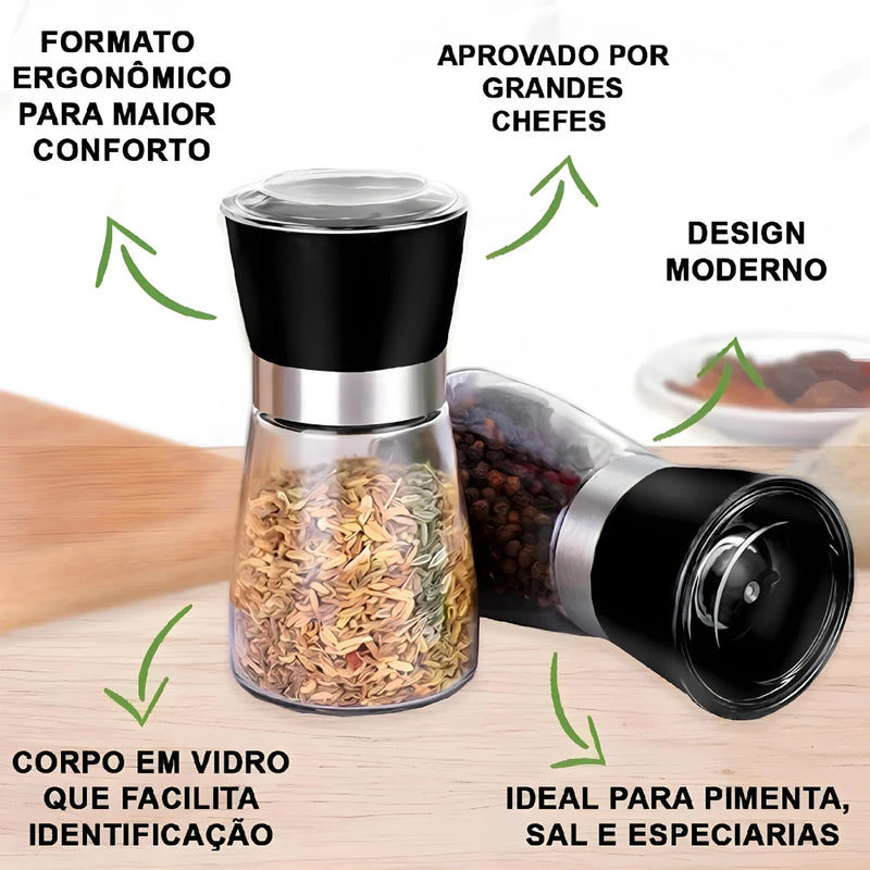 Kit com 2 moedores para Pimenta e Sal